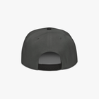 The back view of a dark gray snapback cap on a light gray background.