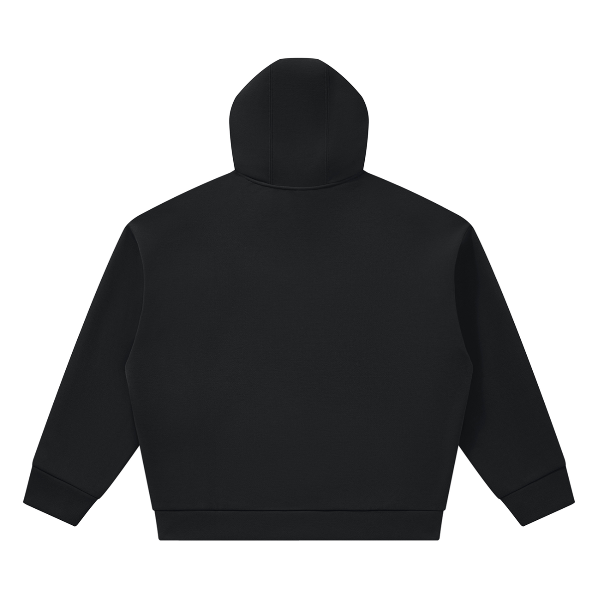 Black pullover hoodie shown from the back, displayed on a clean white background.