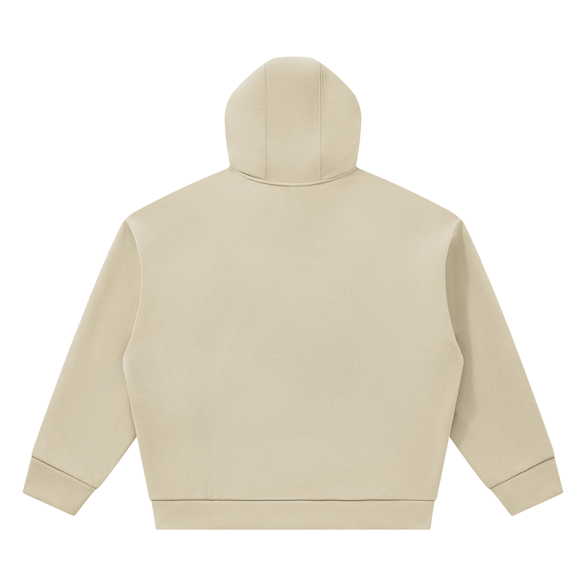 Khaki pullover hoodie shown from the back, displayed on a clean white background.