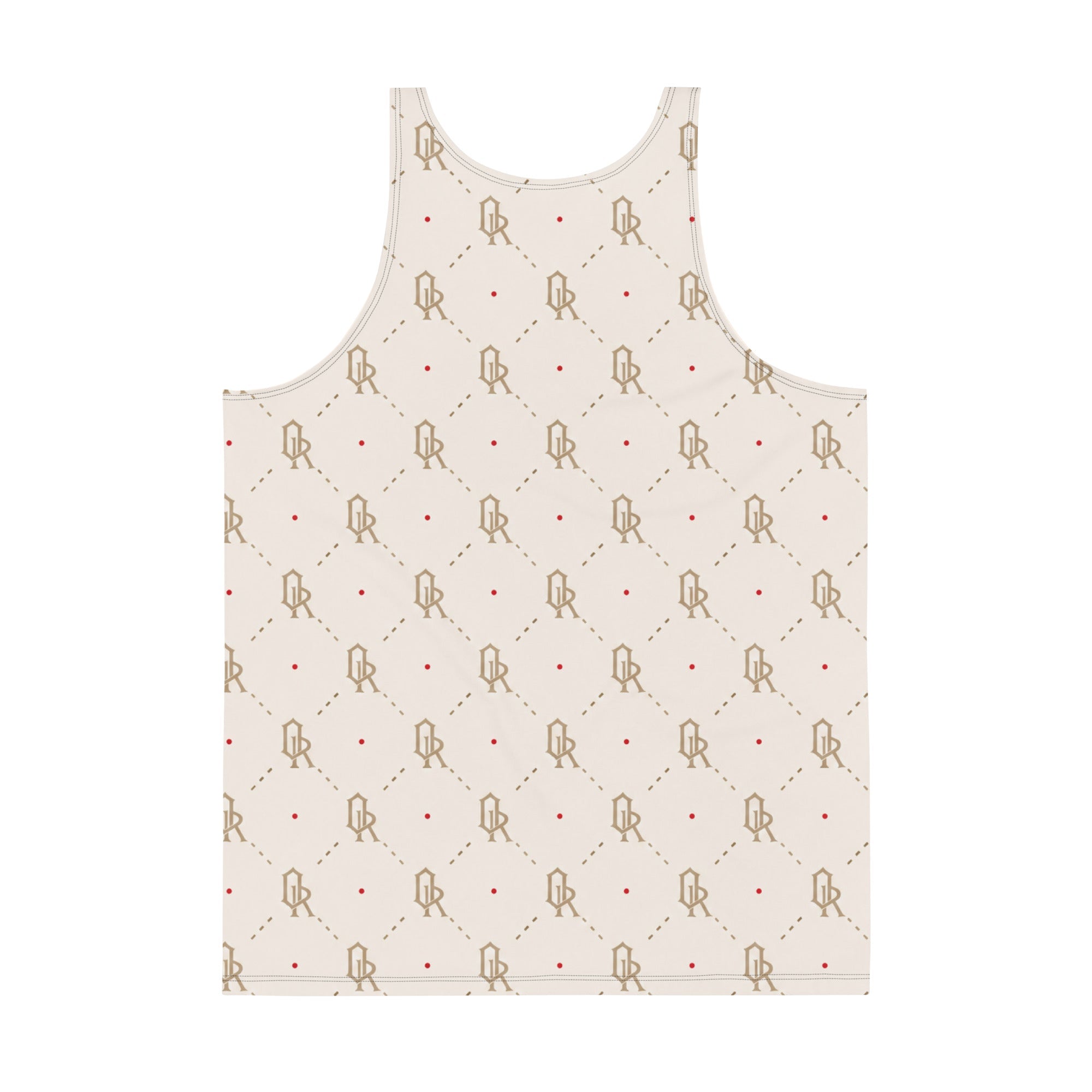 Off-Record All-Over Monogram Print Vest Cream & Red Accent - Off-Record®