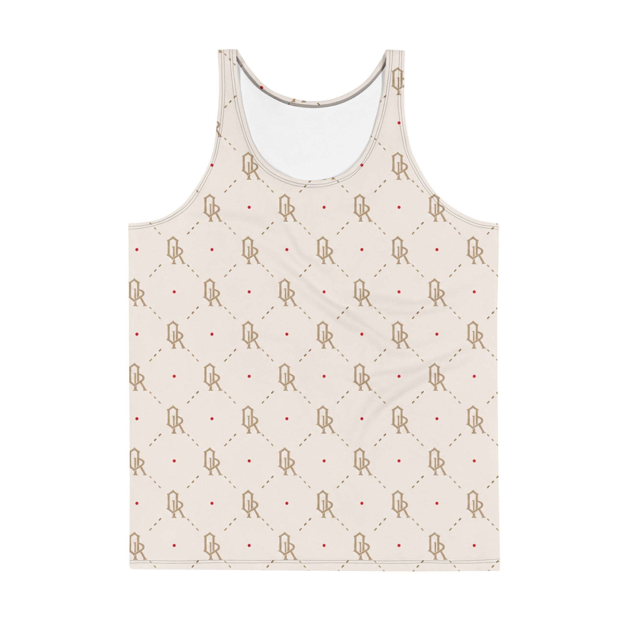 Off-Record All-Over Monogram Print Vest Cream & Red Accent - Off-Record®