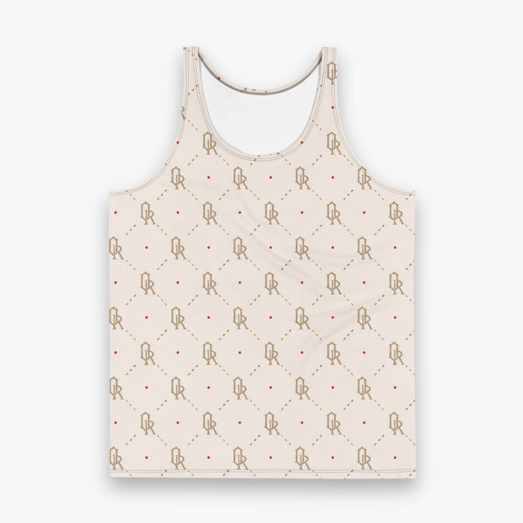 Off-Record All-Over Monogram Print Vest Cream & Red Accent - Off-Record®