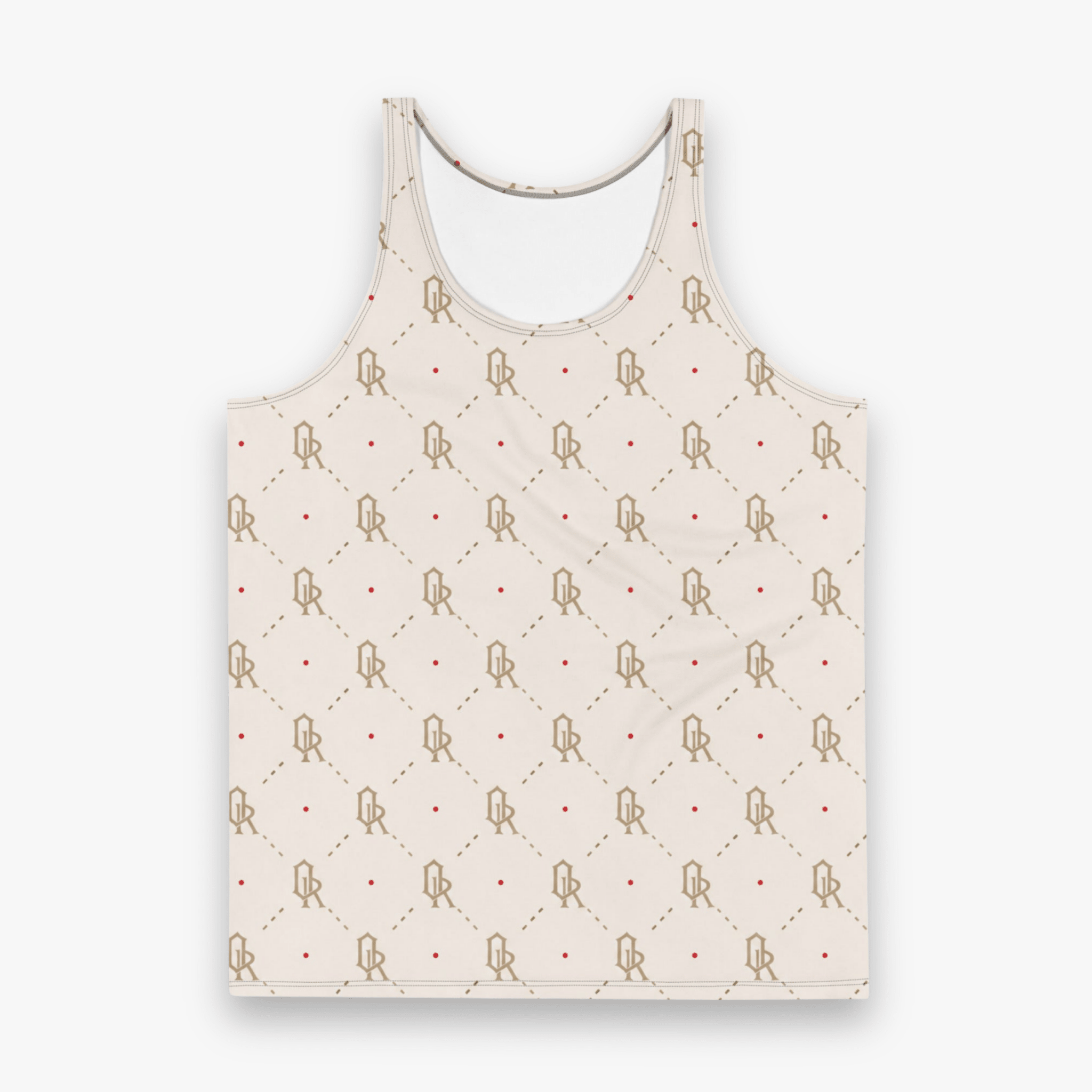 Off-Record All-Over Monogram Print Vest Cream & Red Accent - Off-Record®