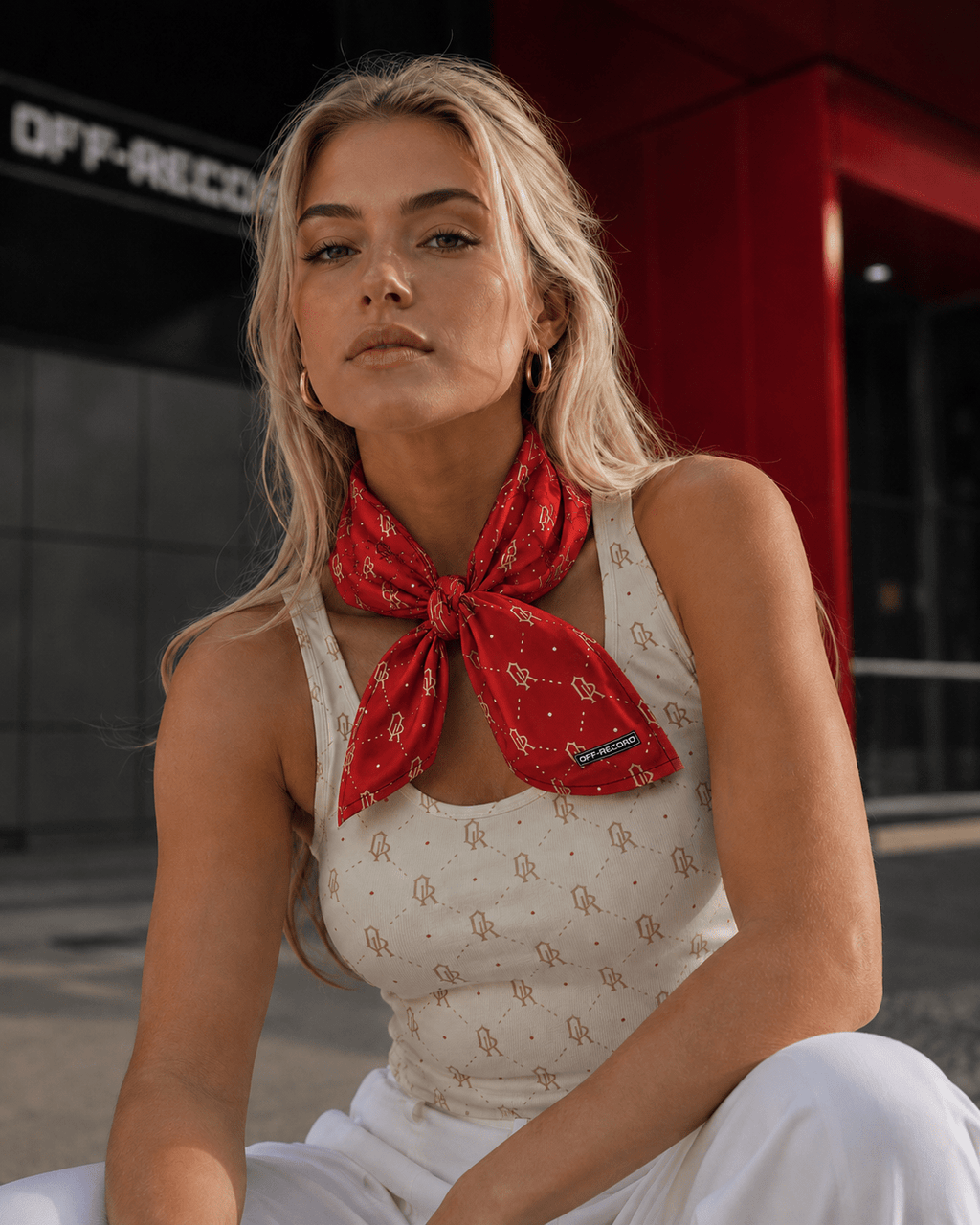 Off-Record All-over Print Bandana Red and Gold - Off-Record®