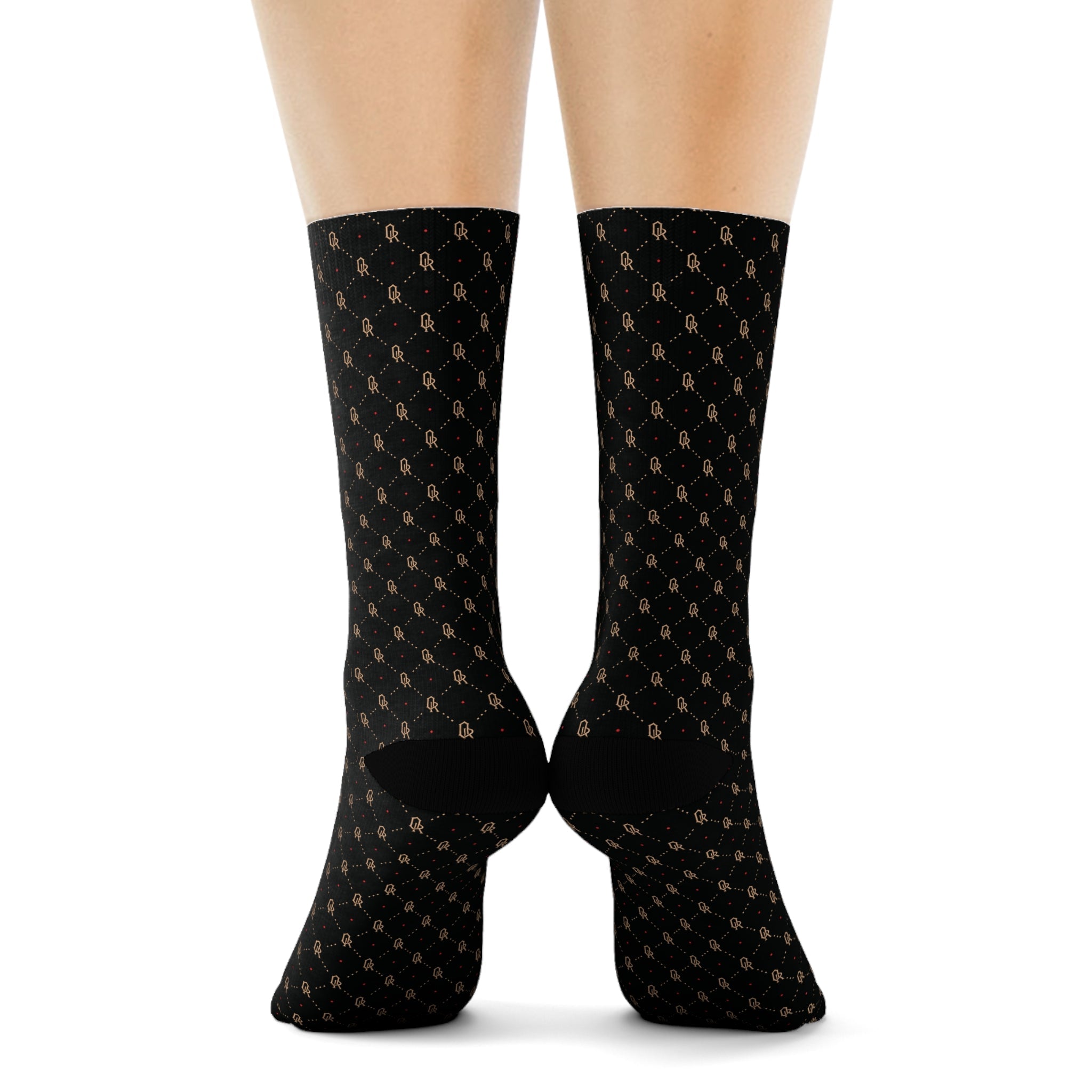 Off-Record Monogram All-Over-Print Socks - Black and Gold - Off-Record®