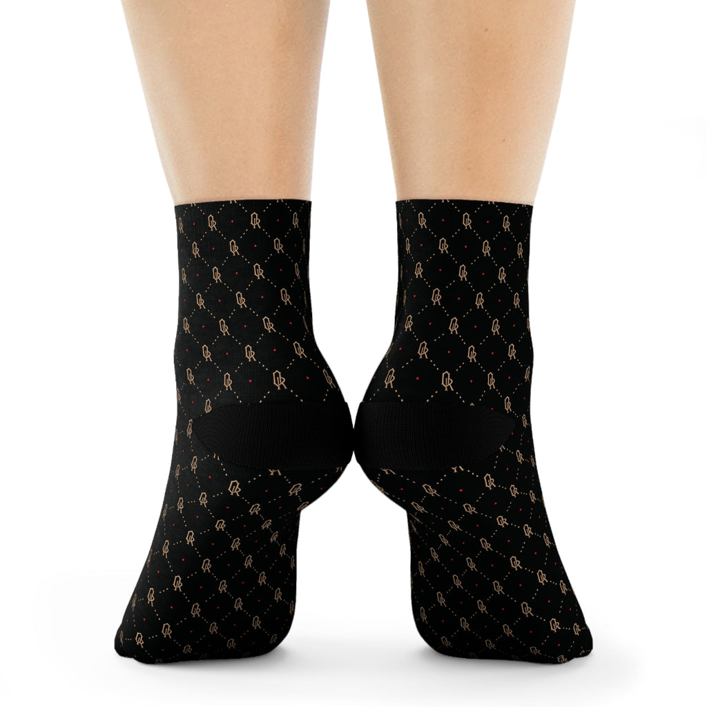 Off-Record Monogram All-Over-Print Socks - Black and Gold - Off-Record®