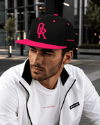 Off-Record OR Colourblock Cap with Contrast Peak in Black/Pink and White/Pink - Off-Record®