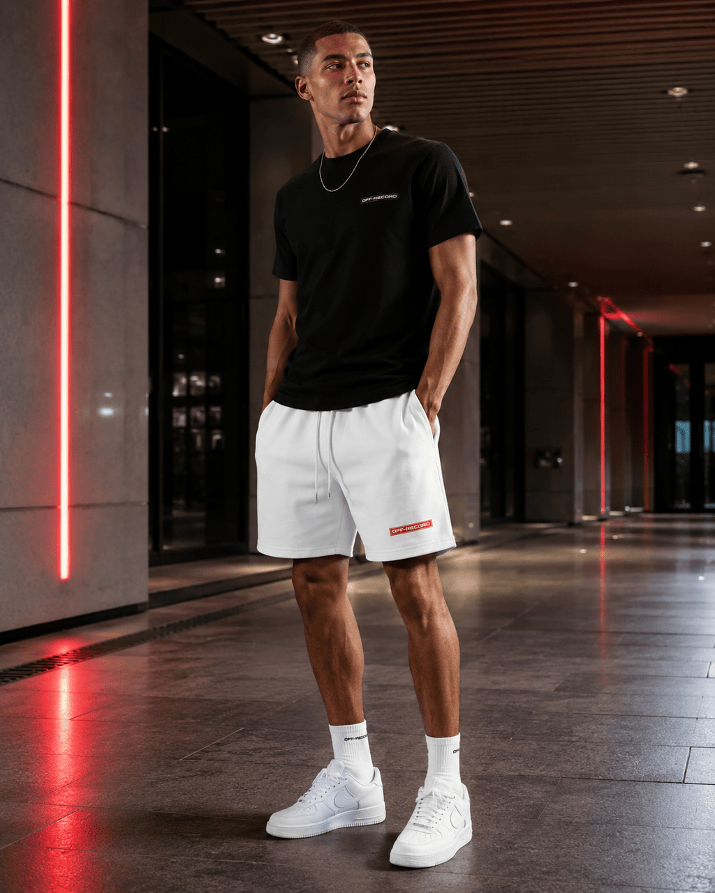 Stamp Logo Fleece Shorts - Off - Record