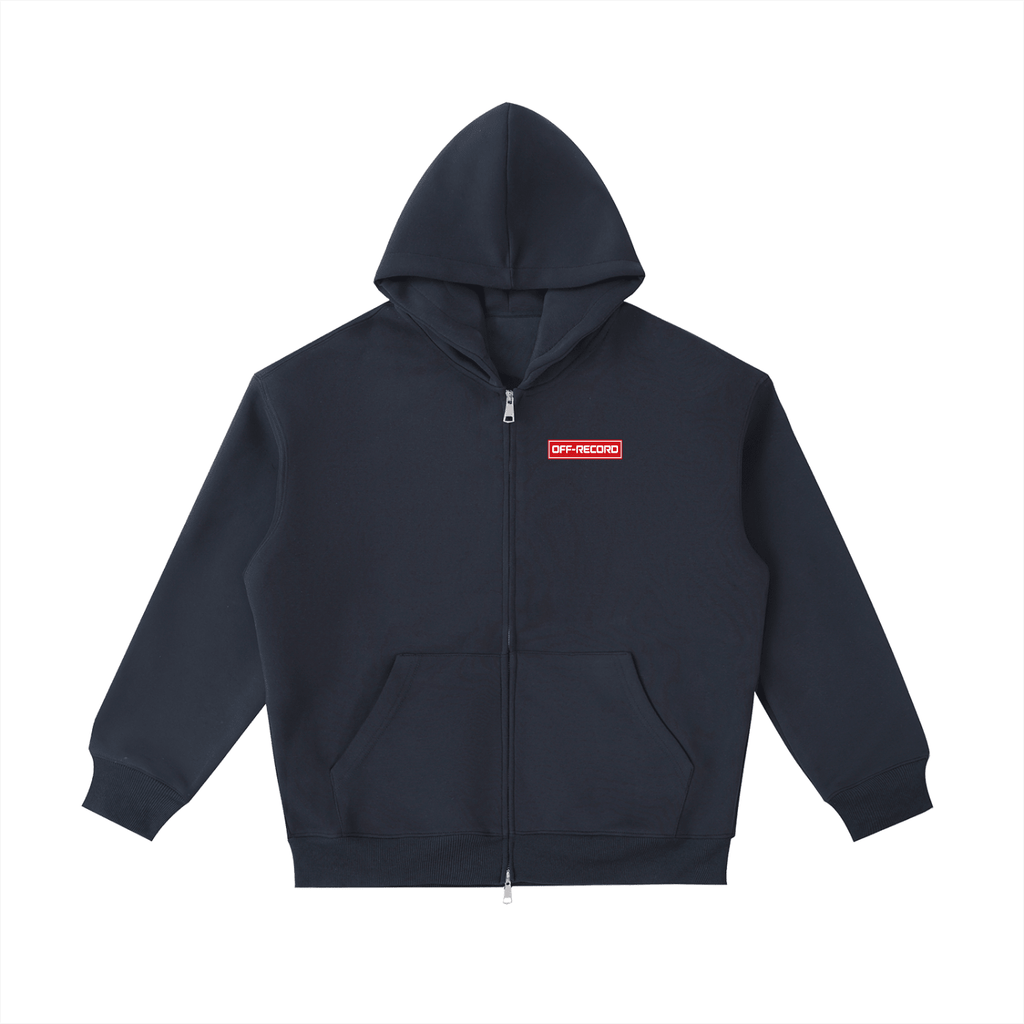 Stamp Logo Zip Hoodie - Off - Record