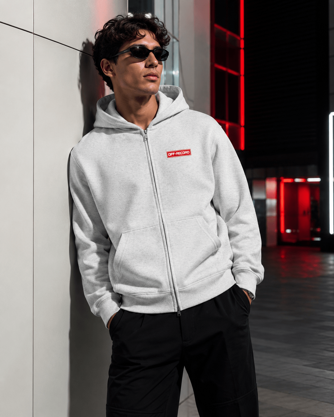 Stamp Logo Zip Hoodie - Off - Record