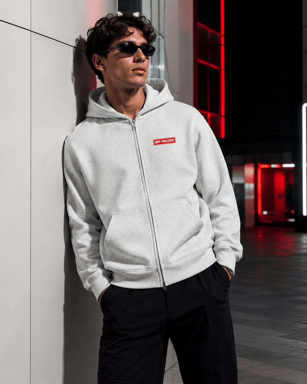 Stamp Logo Zip Hoodie - Off - Record
