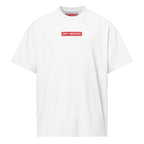 A white short-sleeve crewneck t-shirt featuring a red rectangular chest logo with the text 'OFF-RECORD' in white, displayed on a clean white background.